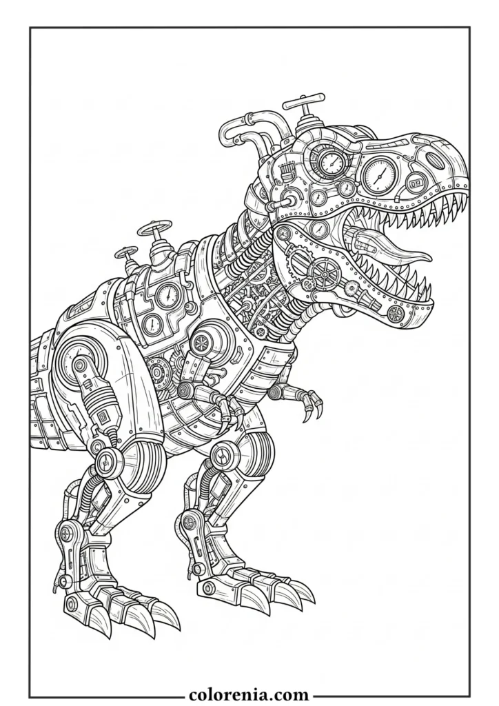 Active Dinosaur - Moving dinosaur coloring page, energetic prehistoric creature, dynamic dinosaur pose