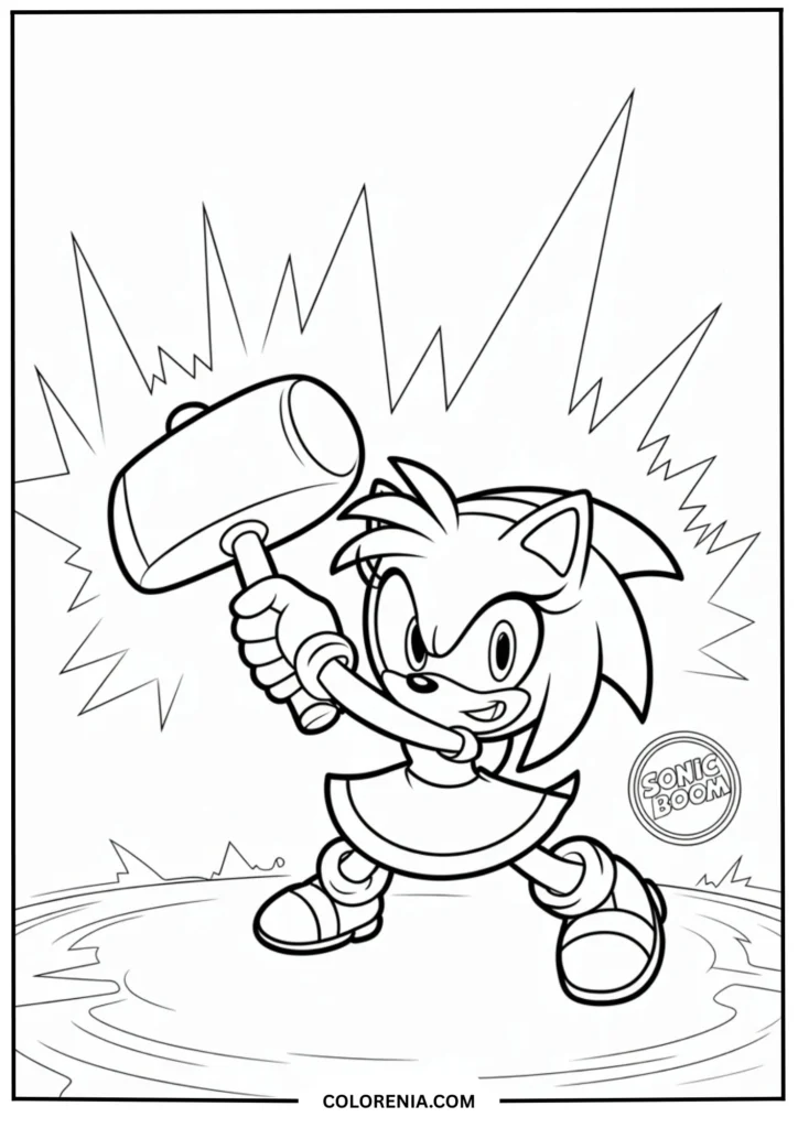 Amy Rose wielding her signature oversized hammer