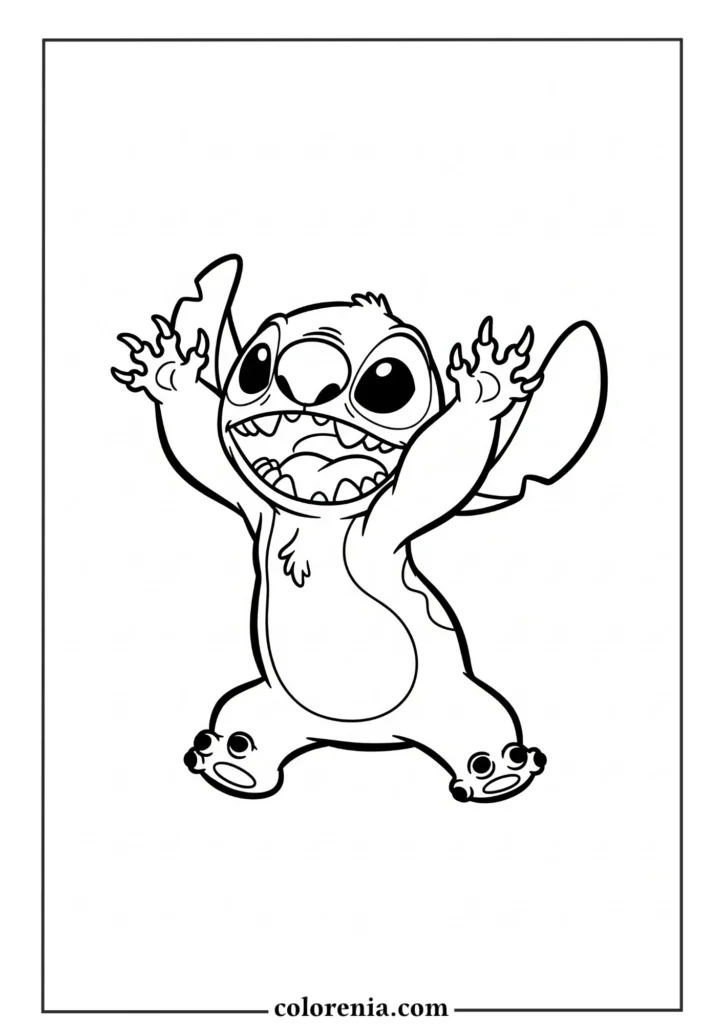 Baby Stitch clapping hands – free and cute Disney Stitch printable page.