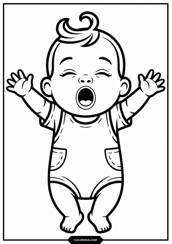 Baby with arms stretched up