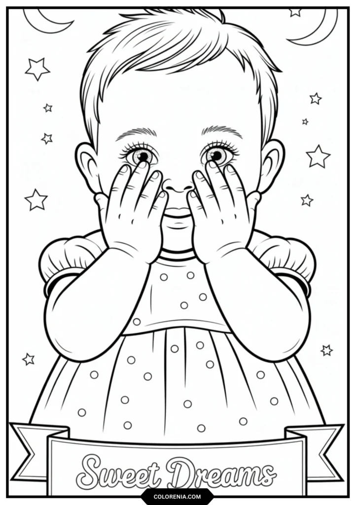 Baby with hands covering face partially