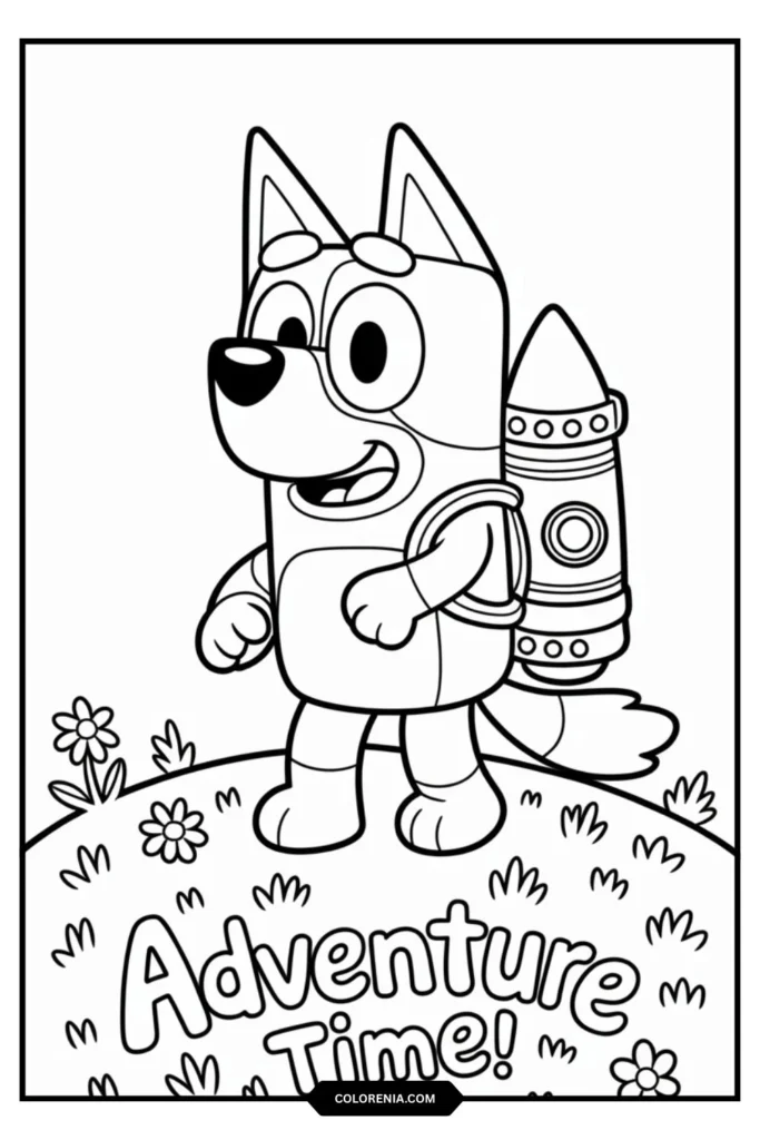 Bluey a brave pose, ready for an adventure