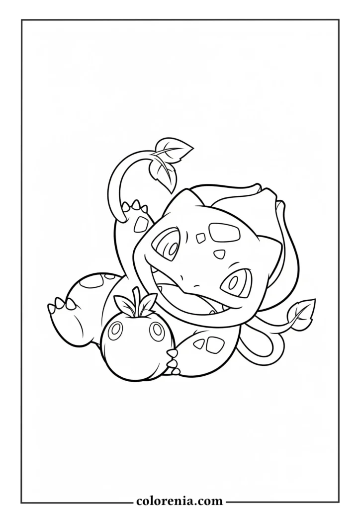 Bulbasaur coloring page – cute pokemon sheet for kids.