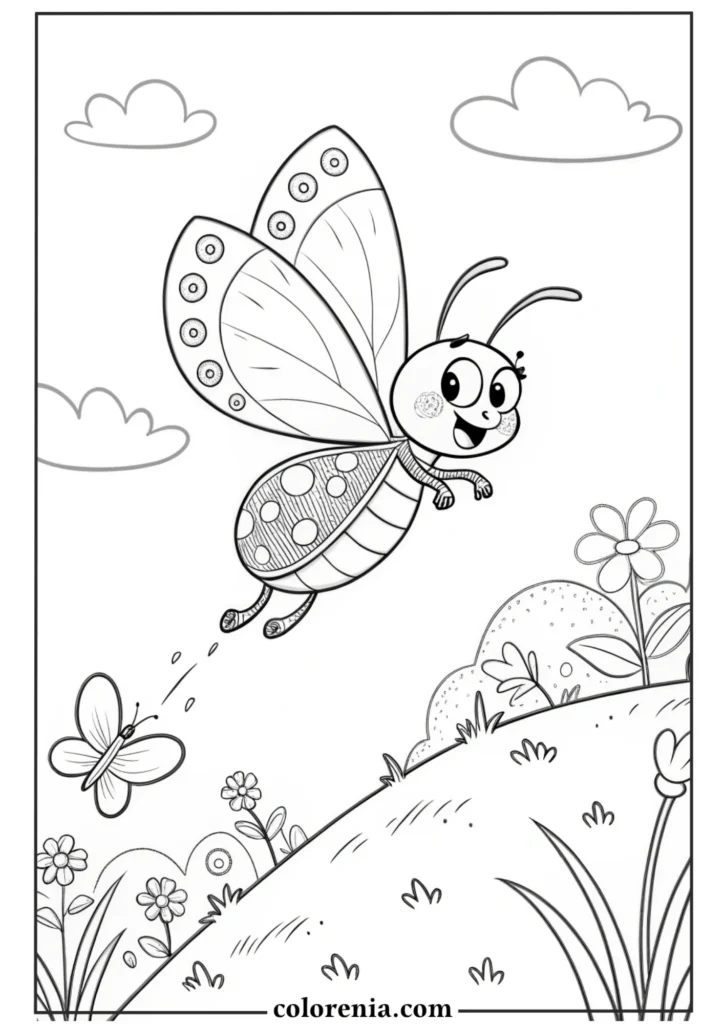 Butterfly coloring page with stars and moon.