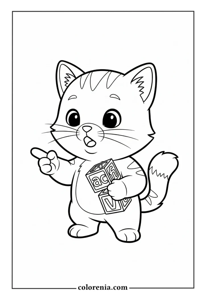 Cheerful standing cat coloring pages