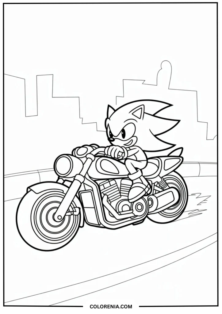 Cool scene of Shadow riding a sleek motorcycle