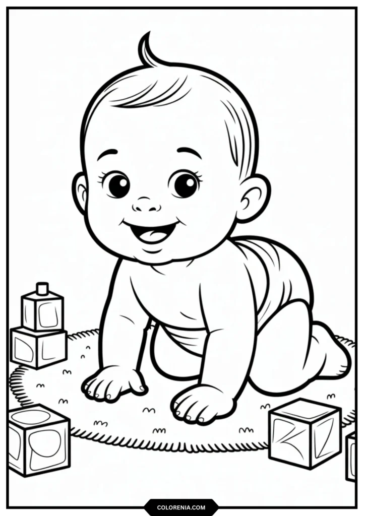 Crawling Baby – Cute Line Art for Coloring