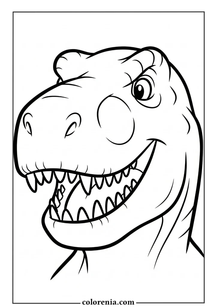 Cute Dinosaur Drawing - Simple dinosaur outline for children, easy coloring book page, reptile art activity for toddler