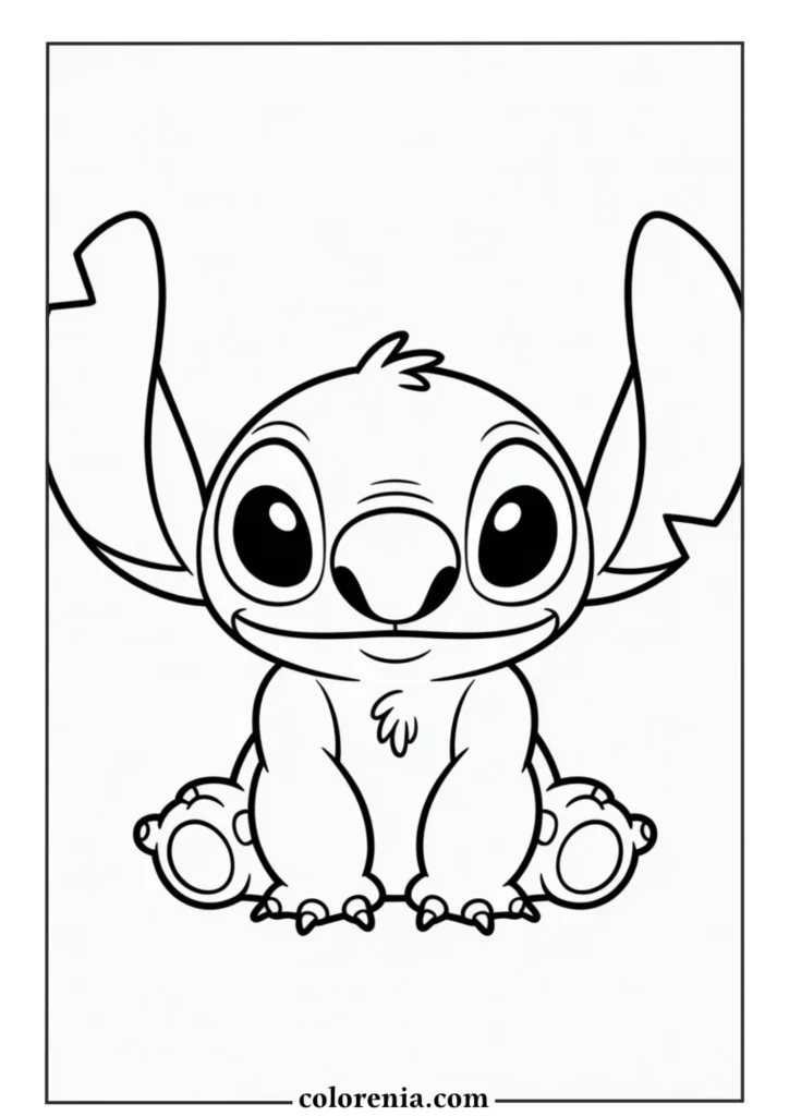 Cute Stitch standing sweetly – simple and fun Disney Stitch coloring sheet.