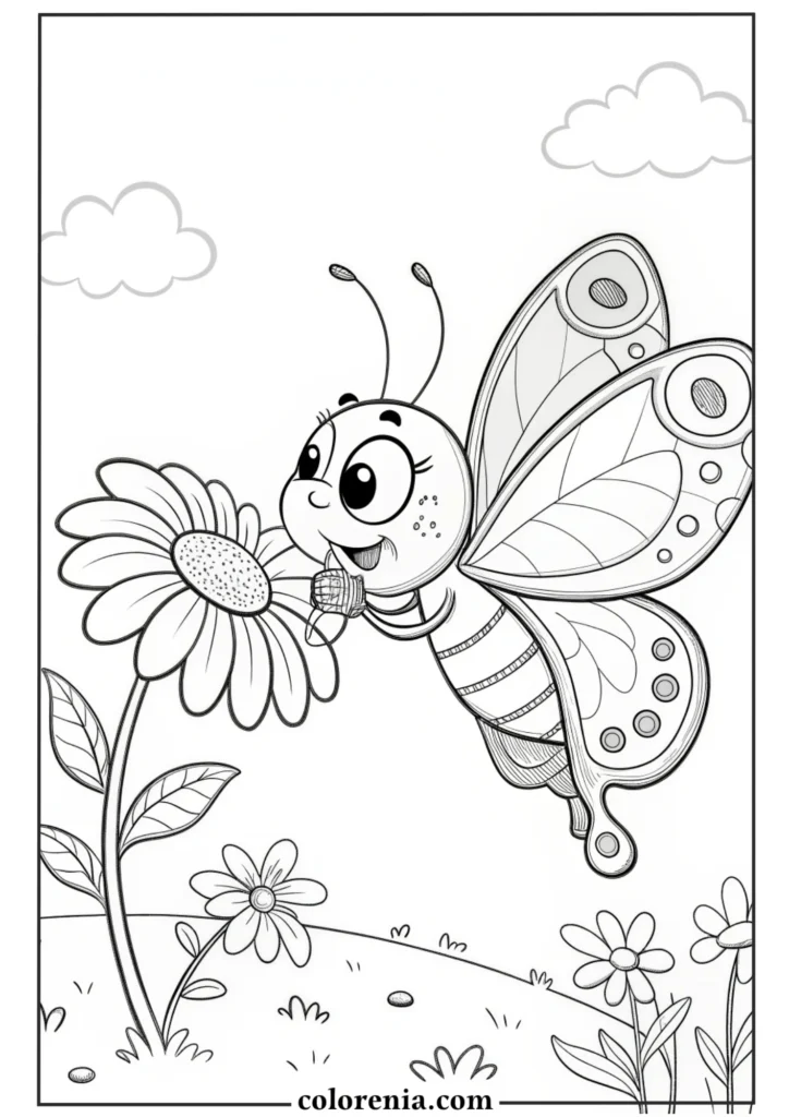 Cute butterfly coloring page for preschoolers.