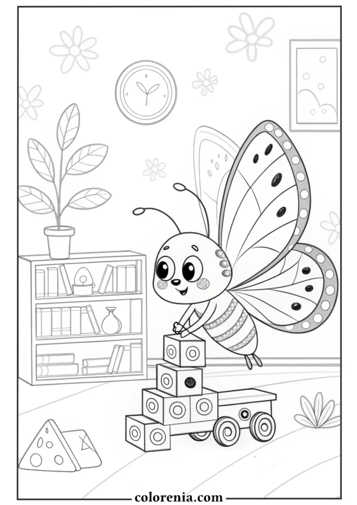 Cute butterfly with sun coloring sheet.