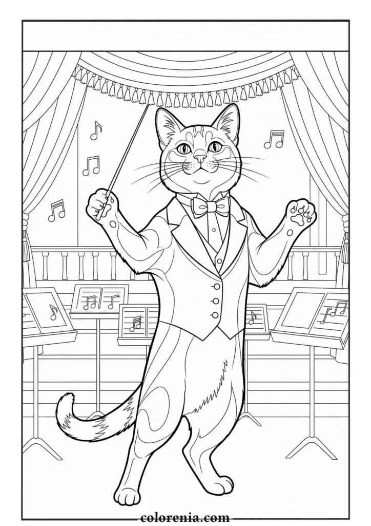 Cute cat shopping coloring page