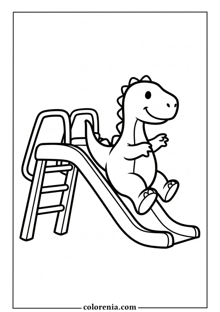 Dancing Dinosaur - Active dinosaur coloring page, moving prehistoric creature, fun dinosaur dance drawing