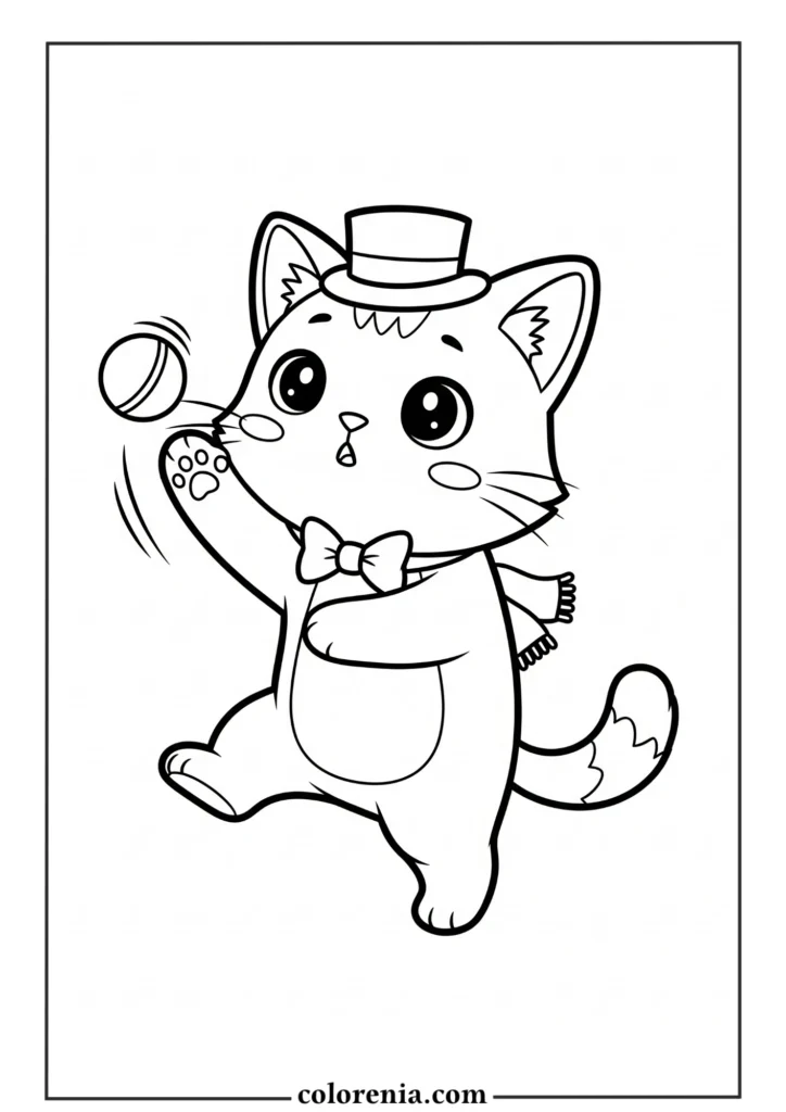 Dancing cat coloring sheet