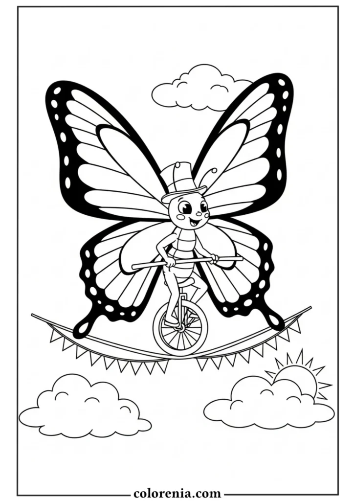 Detailed butterfly coloring page with bold lines.