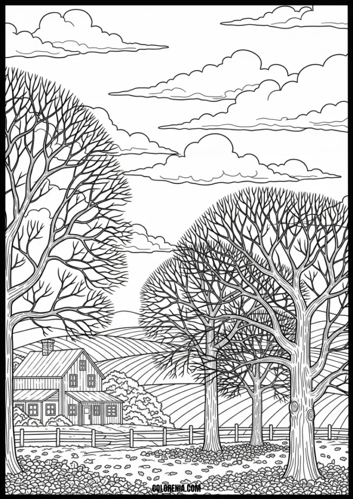 Detailed_Rural_Farmhouse_and_Bare_Trees_Coloring_Pages
