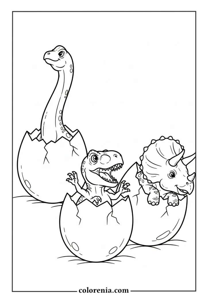 Dinosaur Adventure - Exciting dinosaur coloring page, prehistoric journey scene, outdoor dinosaur activity