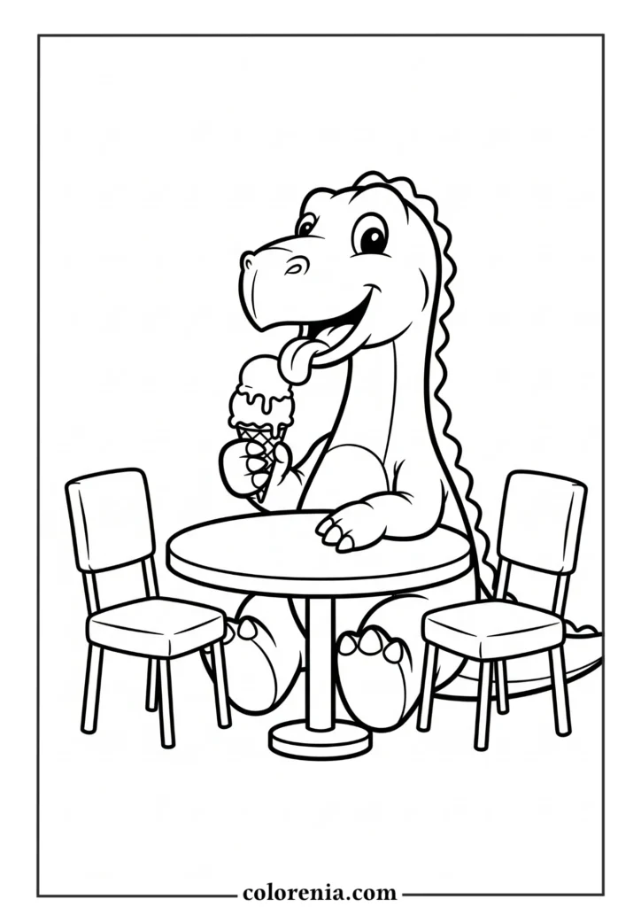 Dinosaur Castle Scene - Medieval dinosaur coloring page, fantasy prehistoric setting, castle dinosaur adventure