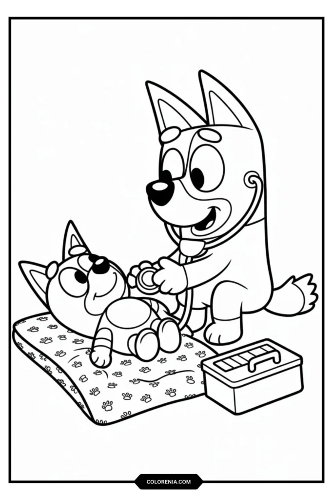 Doctor Bluey's Check-Up Coloring Page