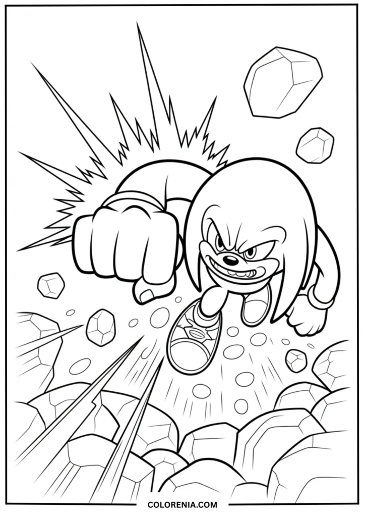 Dynamic pose of Knuckles mid-punch