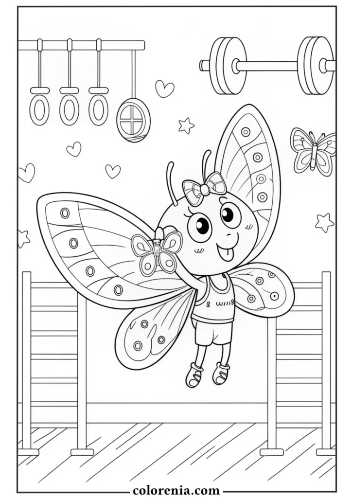 Easy butterfly coloring sheet with flowers.
