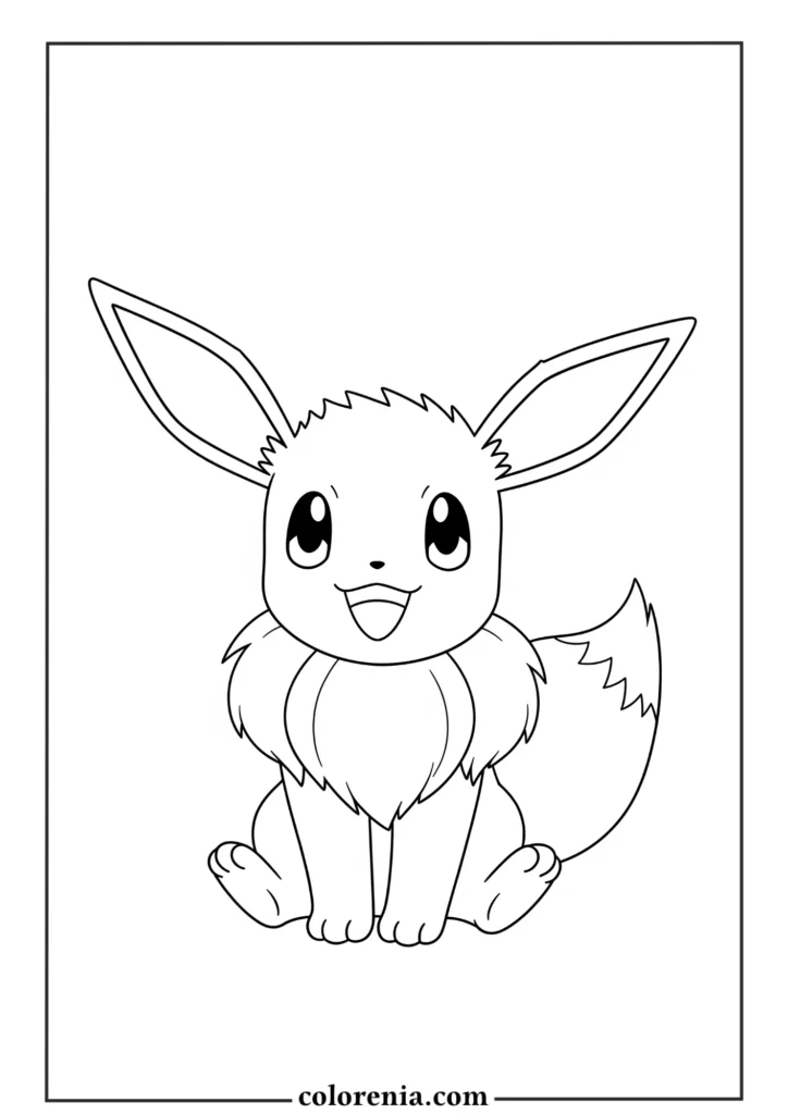 Eevee coloring page – cute and easy pokemon coloring sheet.