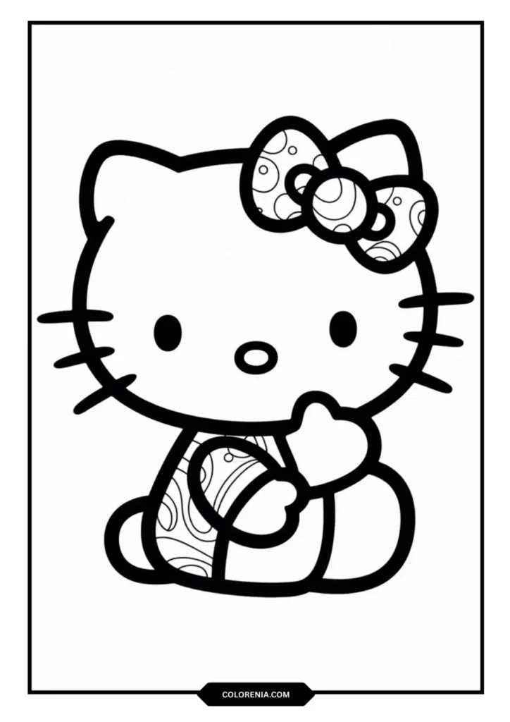 Hello Kitty profile side view coloring page showing bow
