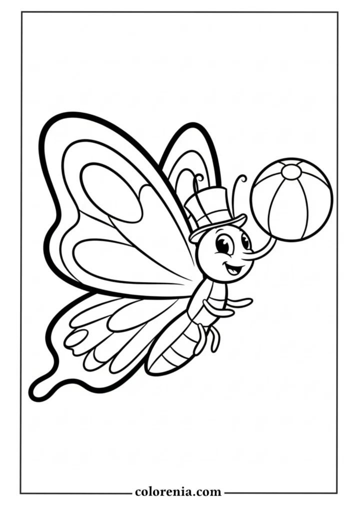 Flying butterfly coloring page printable.