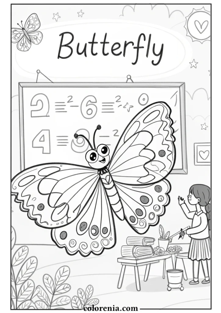 Free printable butterfly coloring book cover design.