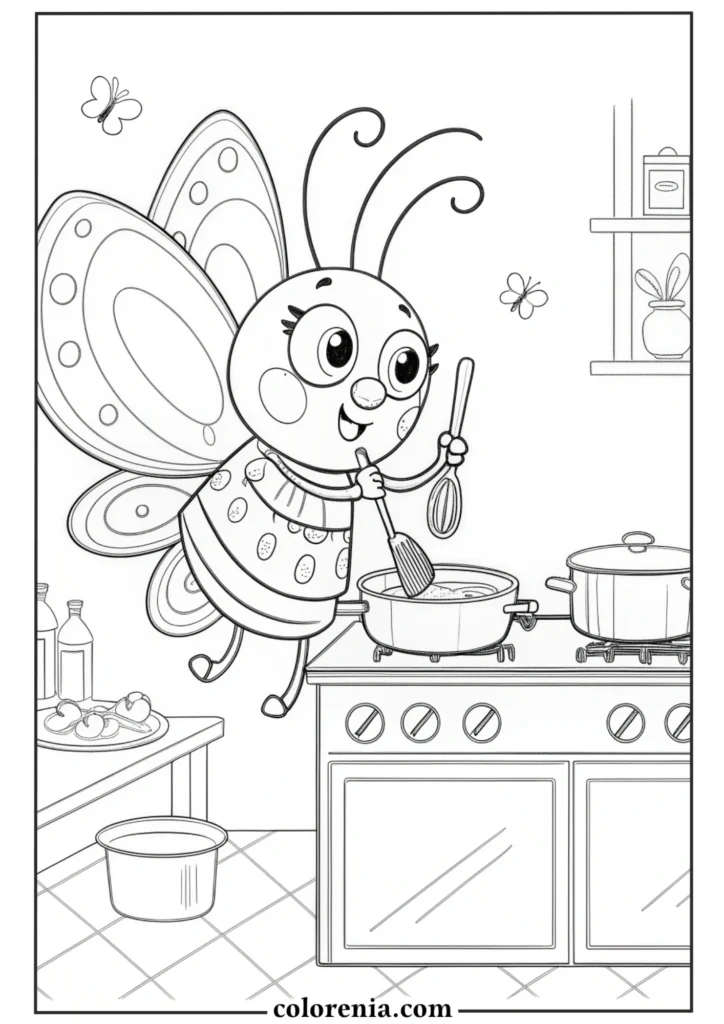 Fun butterfly and caterpillar coloring sheet.