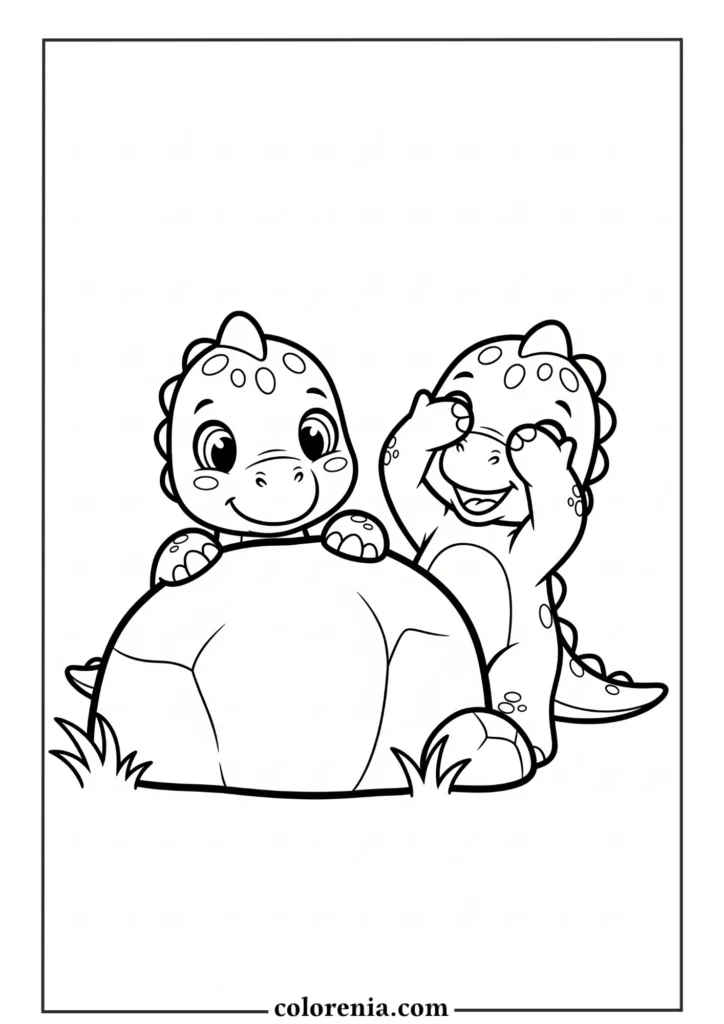 Group Dinosaurs - Multiple dinosaur coloring page, prehistoric herd drawing, dinosaur family scene