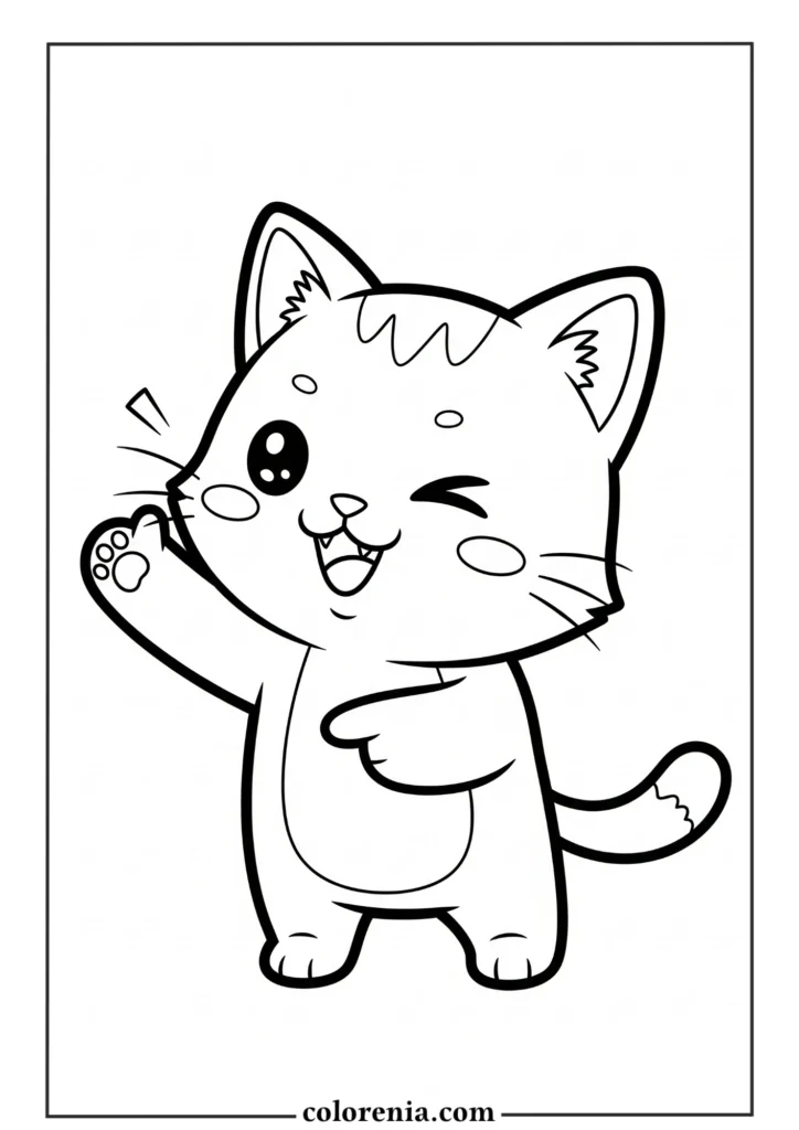 Happy cat standing coloring pages