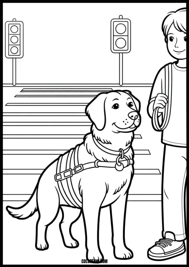 Happy dog portrait coloring page - easy pet drawing activity
