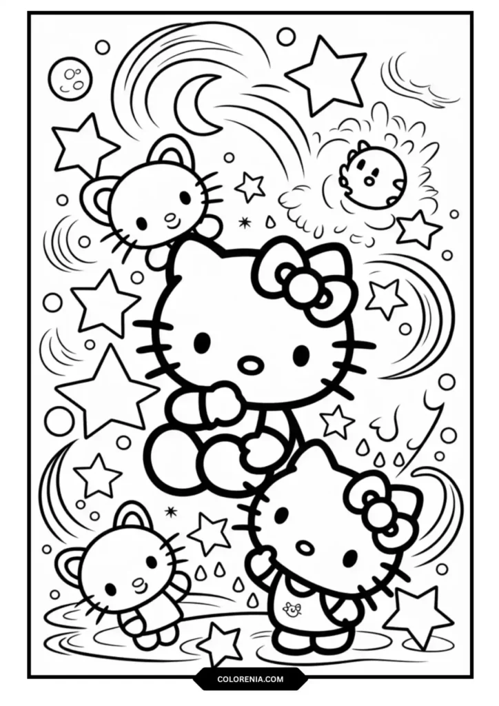 Hello Kitty Badtz-Maru Beach Day Coloring Page - Summer Surf Fun