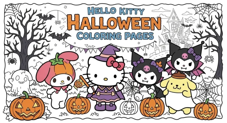 Hello Kitty Halloween Coloring Pages
