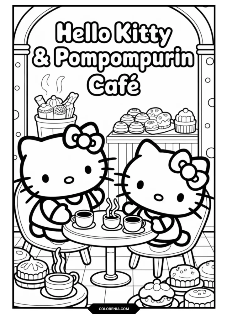 Hello Kitty Little Twin Stars Night Sky Coloring Page - Celestial Magic