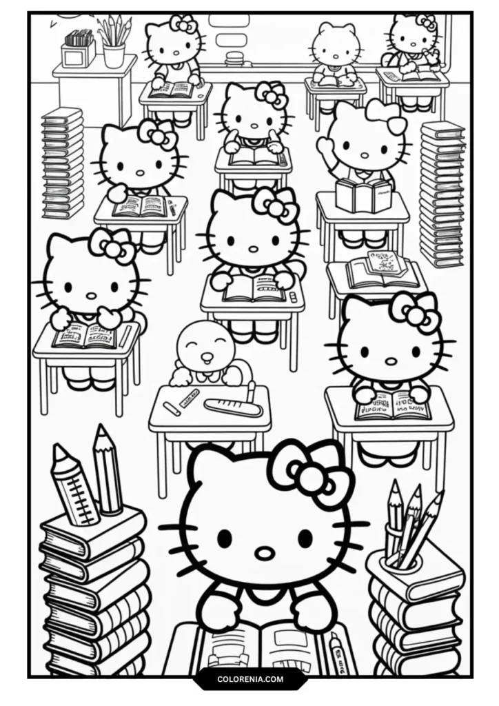 Hello Kitty Sanrio School Classroom Coloring Page - Educational Group