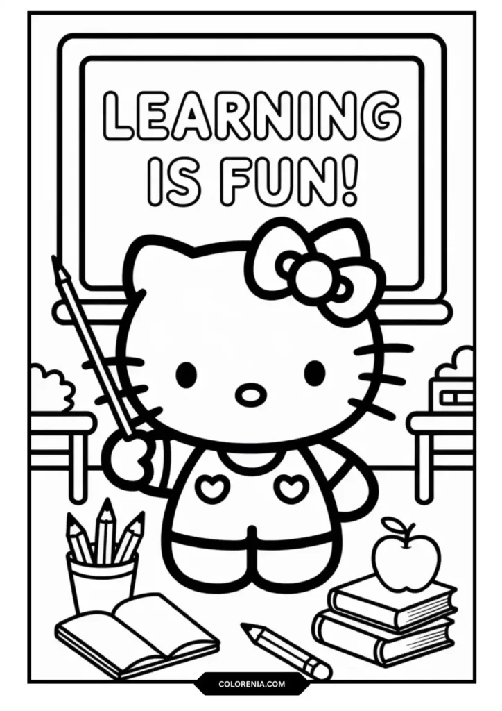 Hello Kitty Teacher Education Classroom Coloring Page - Learning Leader