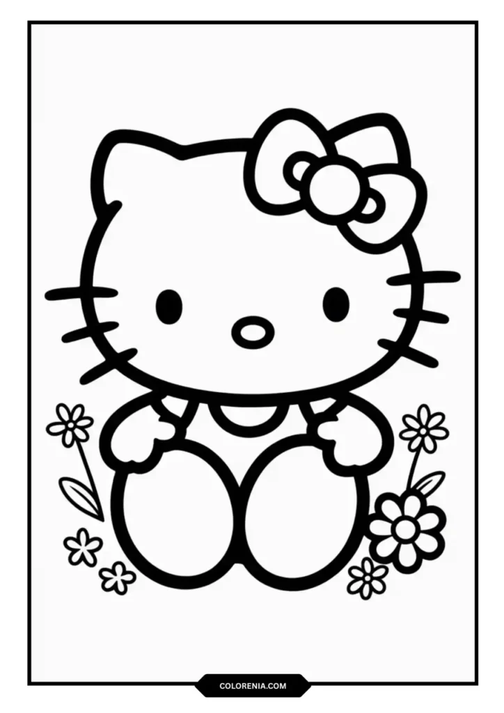 Hello Kitty Valentine Heart Coloring Page - Free Love Theme