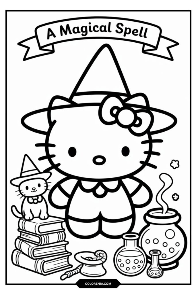 Hello Kitty Witch with Cat Familiar