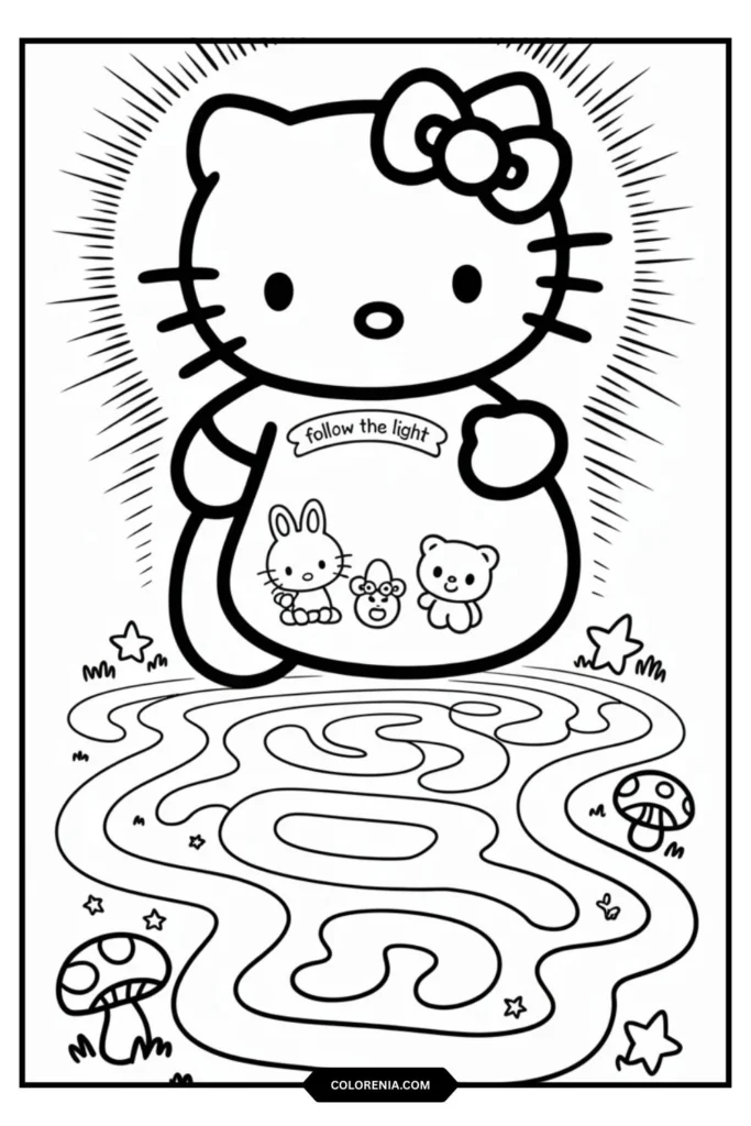 Hello Kitty as a helpful ghost leading other characters