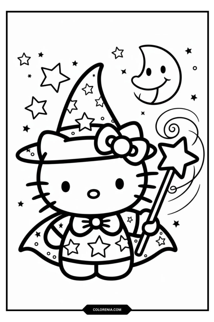 Hello Kitty dressed as a cute witch