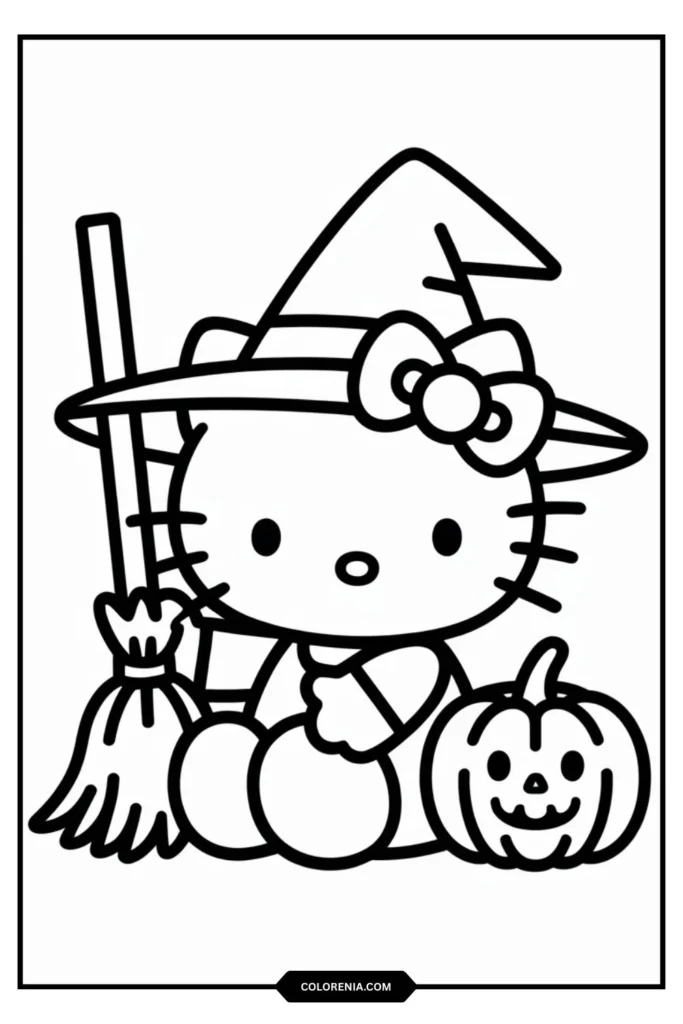 Hello Kitty dressed as a cute witch