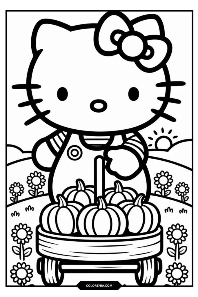 Hello Kitty pumpkin haACrvest coloring sheet