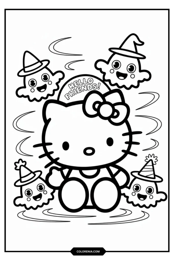 Hello Kitty surrounded by three small