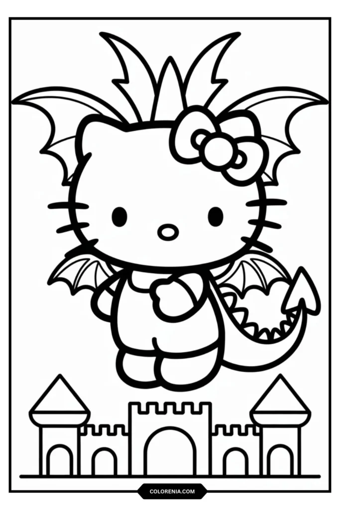 Hello Kitty with small dragon features - tiny wings