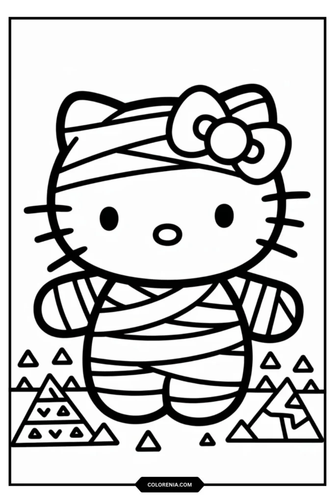 Hello Kitty wrapped in bandages with only her eyes