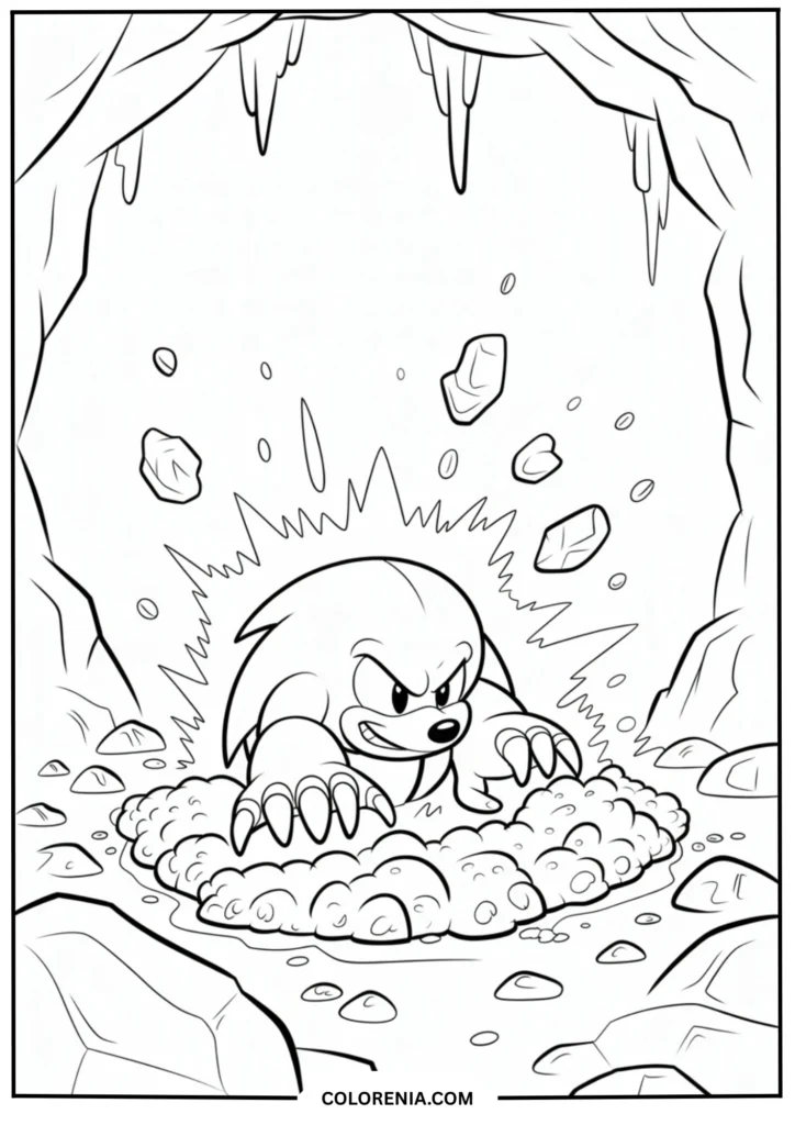 Knuckles using his knuckle-claws to dig through earth