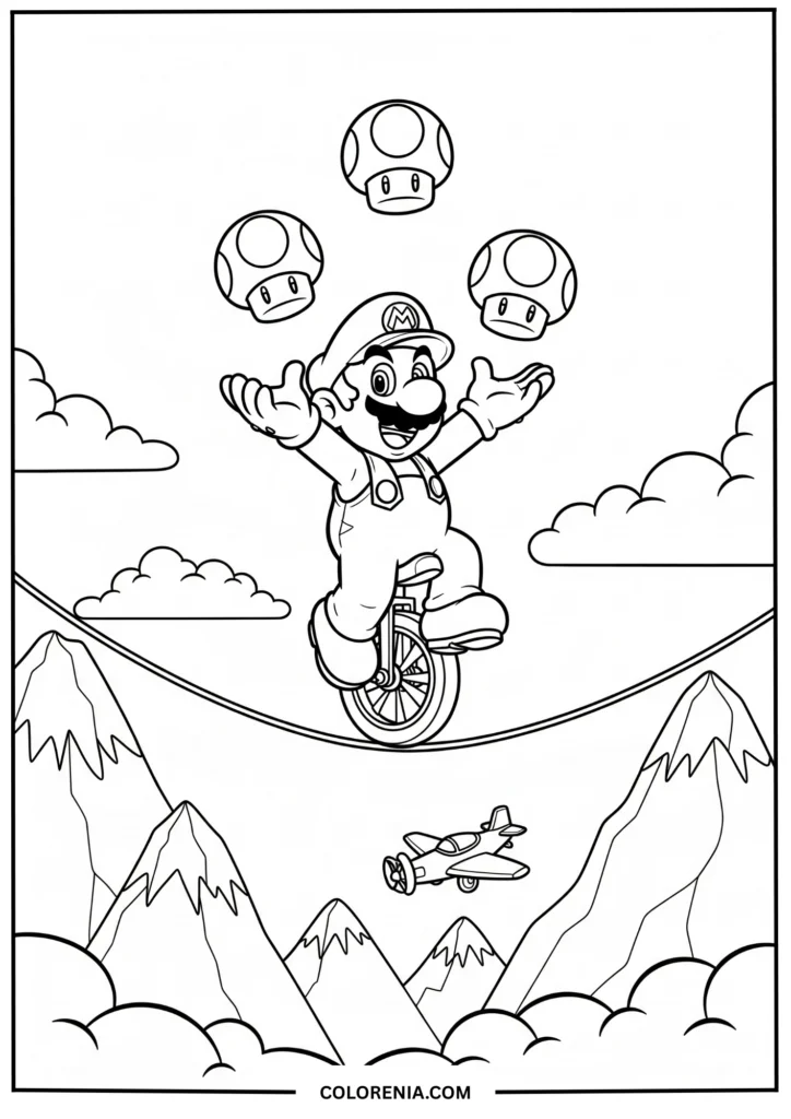 Mario Juggling on a Tightrope
