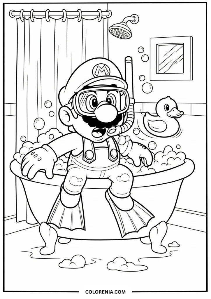 Mario in a Bubble Bath